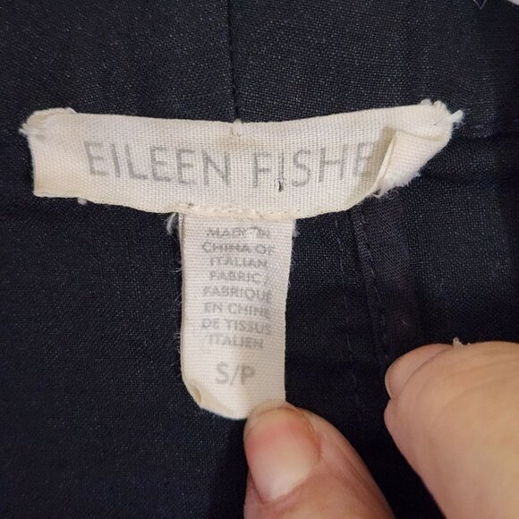 Eileen Fisher Long Line Open Black Linen Blend Unstructured Jacket Size S - Picture 4 of 7